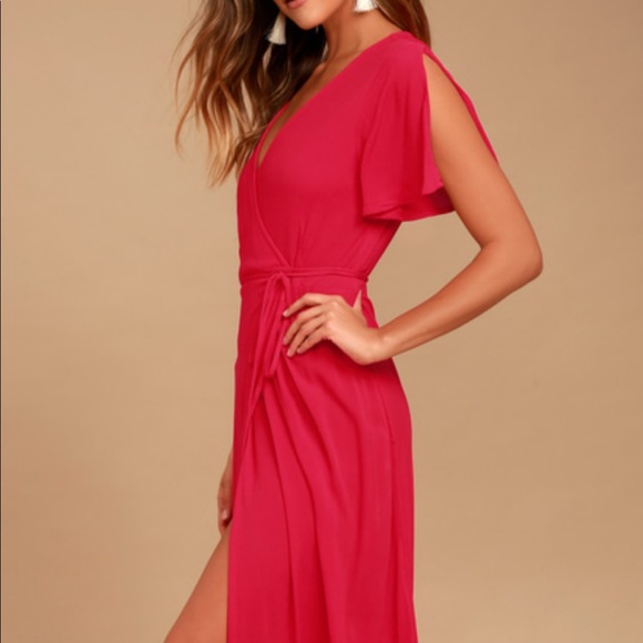 Lulus much obliged red wrap maxi dress - Picture 3 of 8